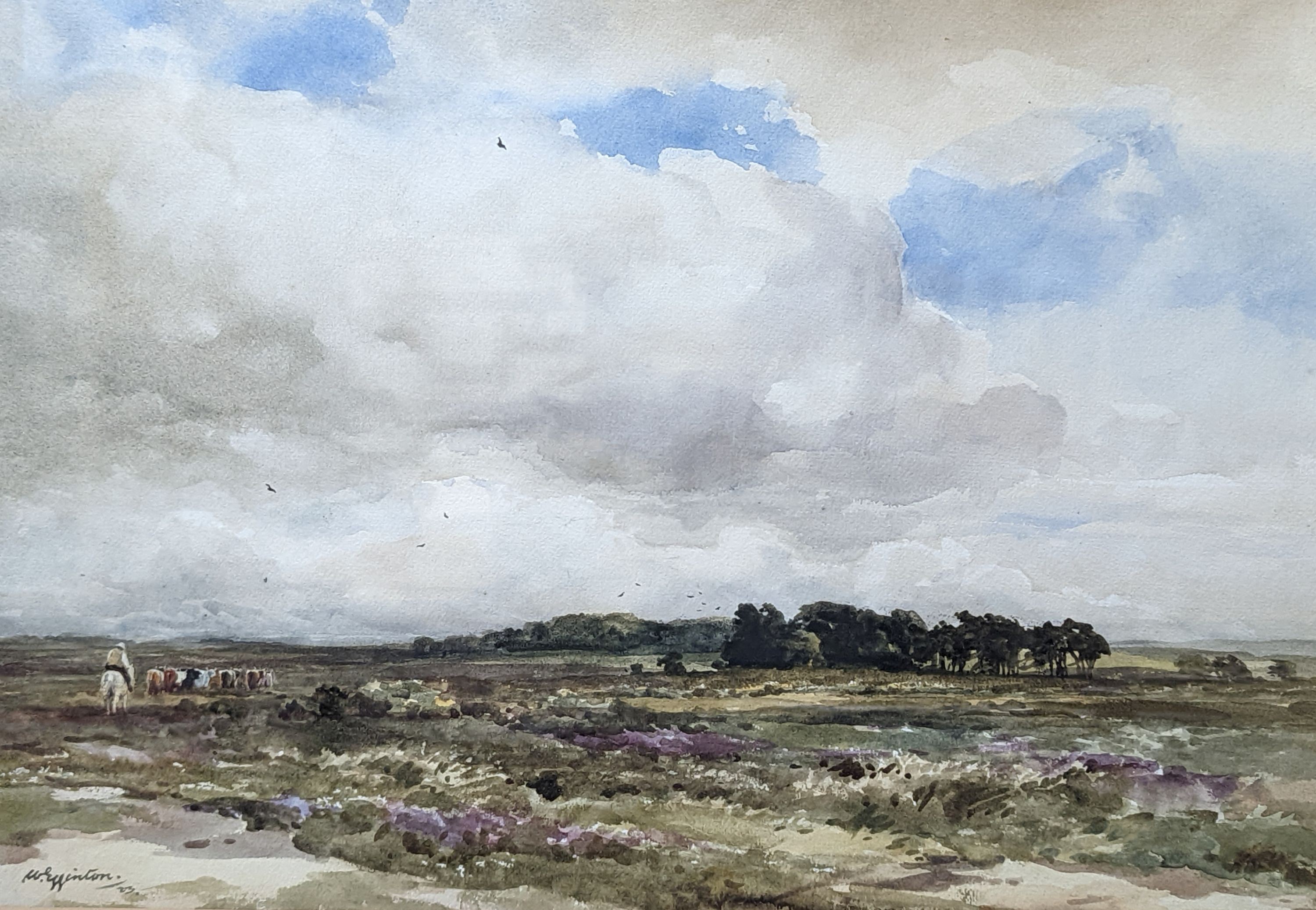 Wycliffe Egginton (1875-1951), watercolour, 'Haldon Moor, South Devon', signed and dated '23, 36 x 53cm